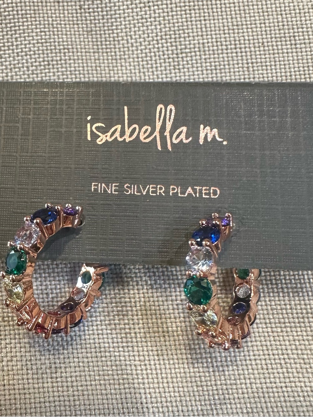 Abella Rose Gold Plated Multicolor Gemstone Hoop Earrings